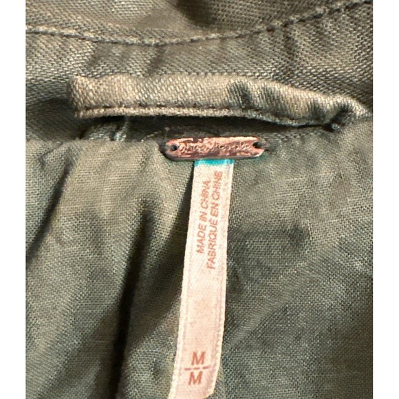 Free People Extreme Cropped Military Green Embroidered Jacket Size M - Picture 3 of 4